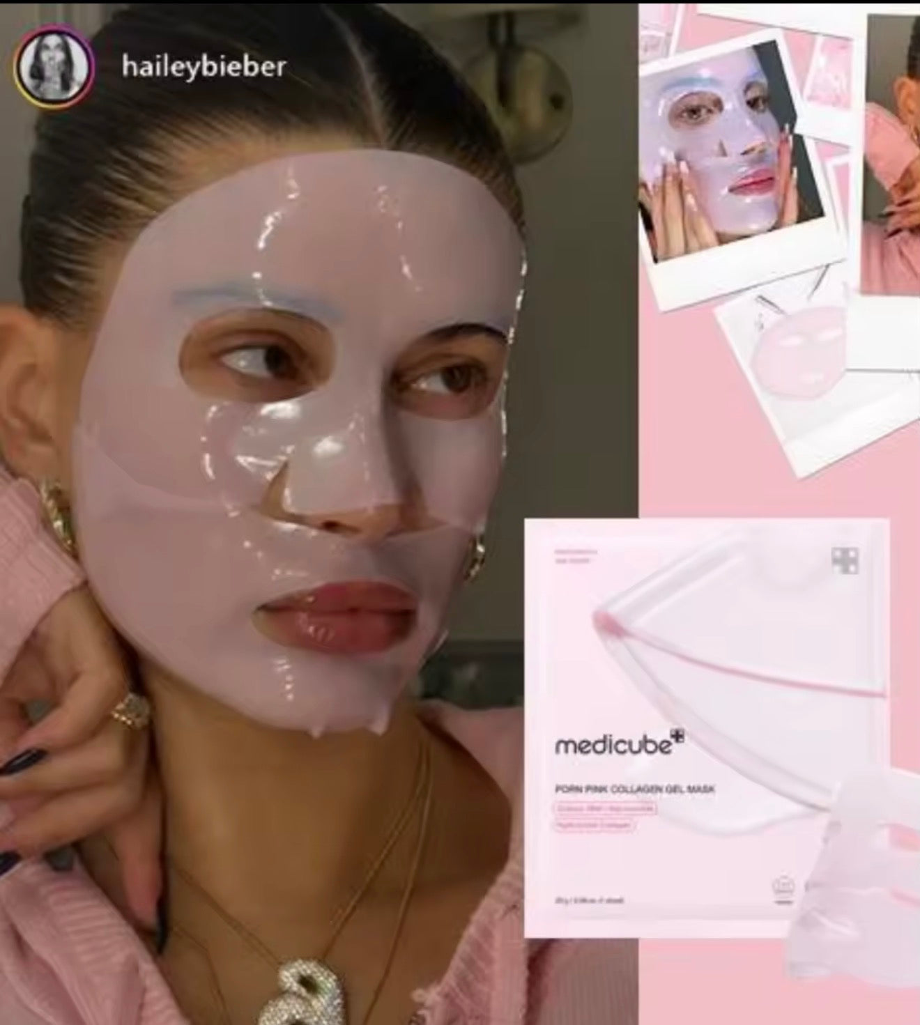 Medicube PDRN Pink Collagen Gel Mask, 2‑Pack 8 Sheets Total, Original Korean Skincare, Hydrating Firming Anti‑Age Brightening Face Mask