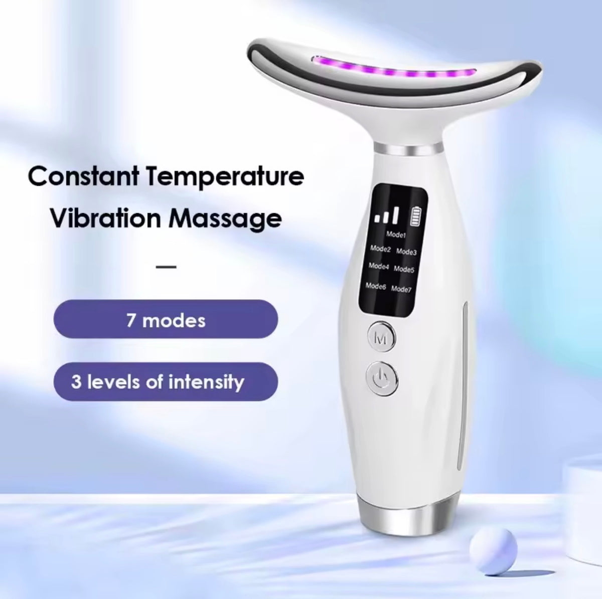 Home Use LED Face Neck Massager 7 Colors Light Face Lifting Anti Wrinkle Beauty Instrument