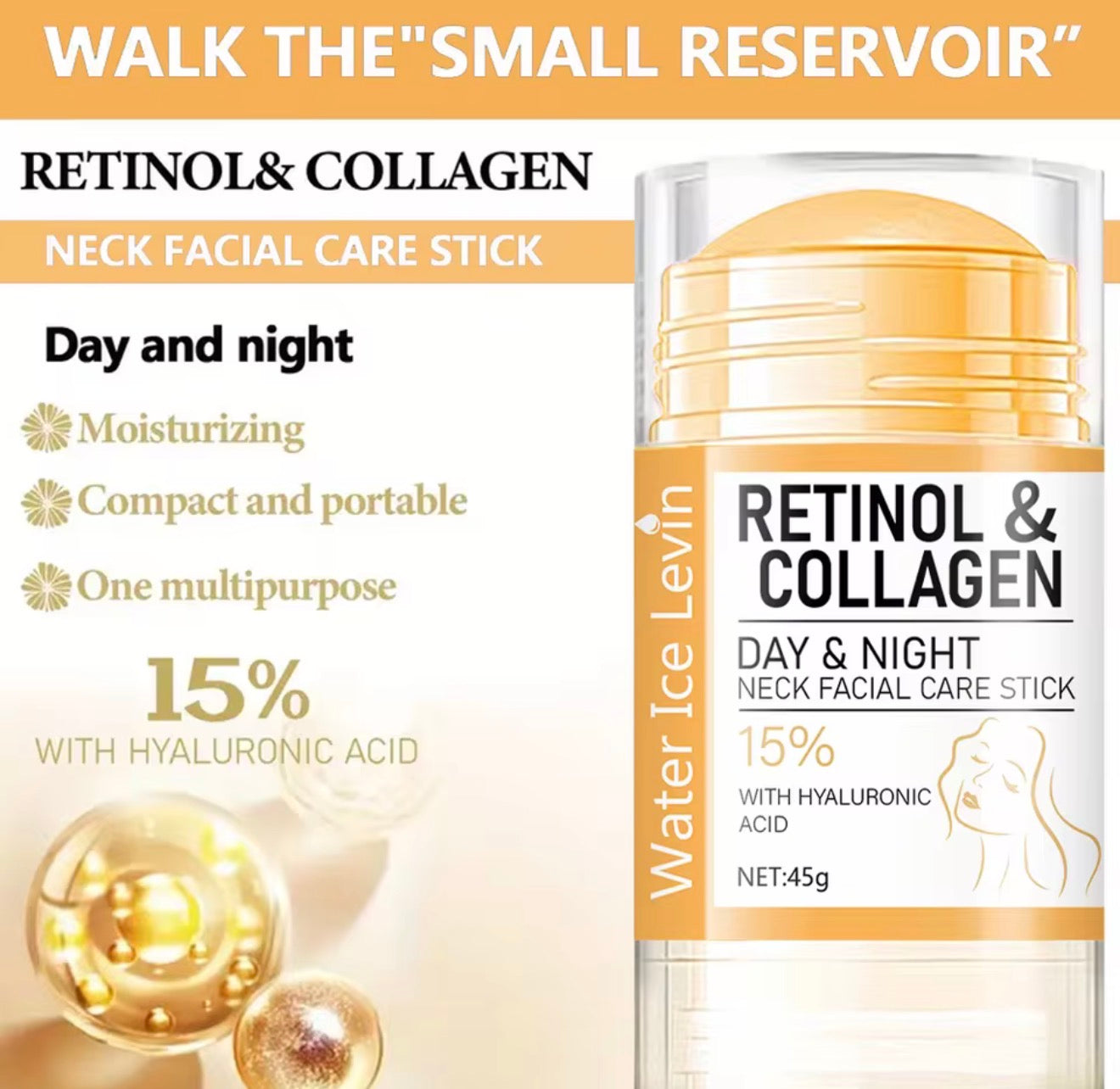 Retinol and Collagen Face and Neck Cream, Lifts the Neck, Tightens and Moisturizes the Skin, Intensely Hydrates the Skin of the Neck and Face, and Reduces the Appearance of Neck Lines