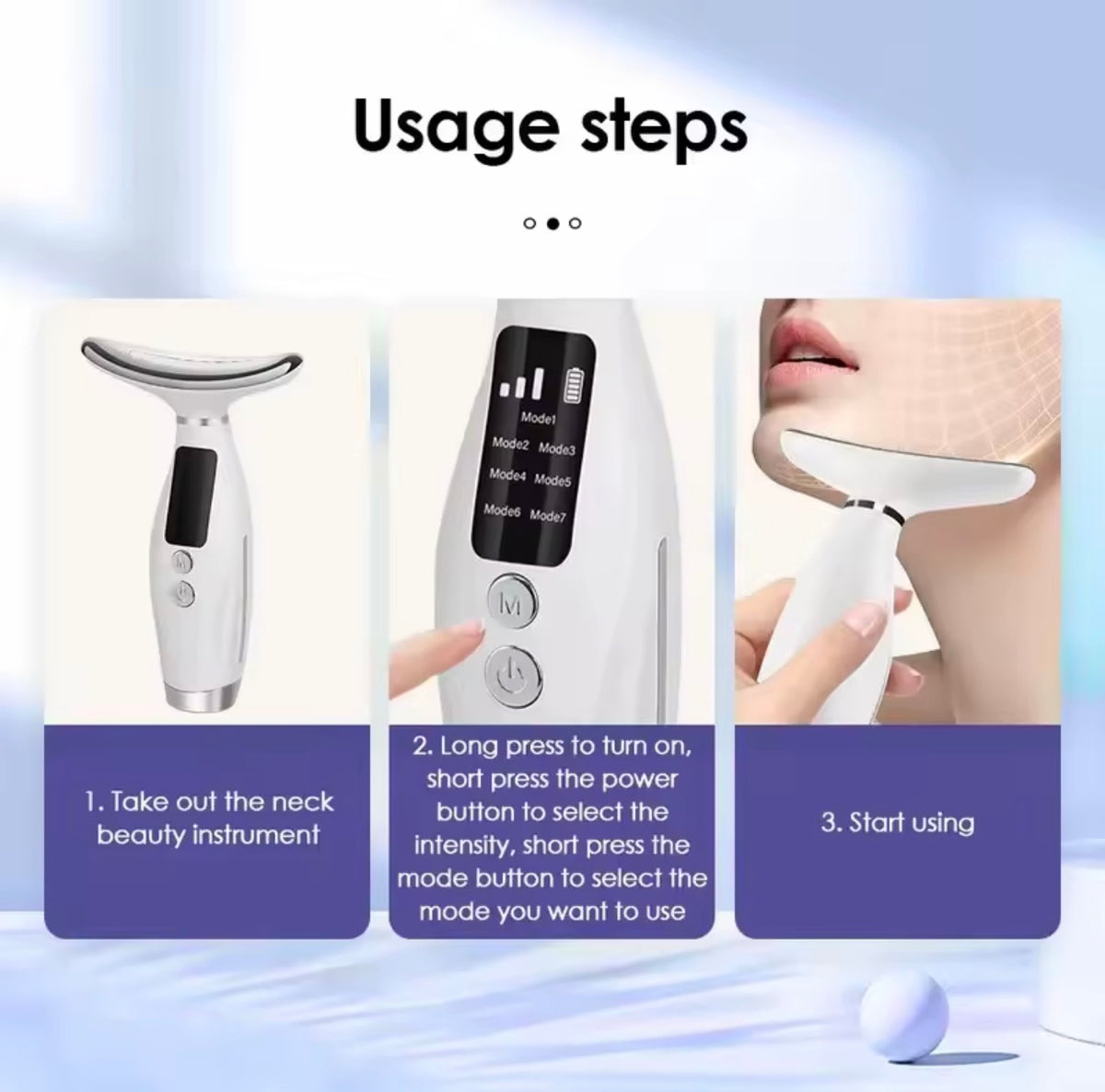 Home Use LED Face Neck Massager 7 Colors Light Face Lifting Anti Wrinkle Beauty Instrument