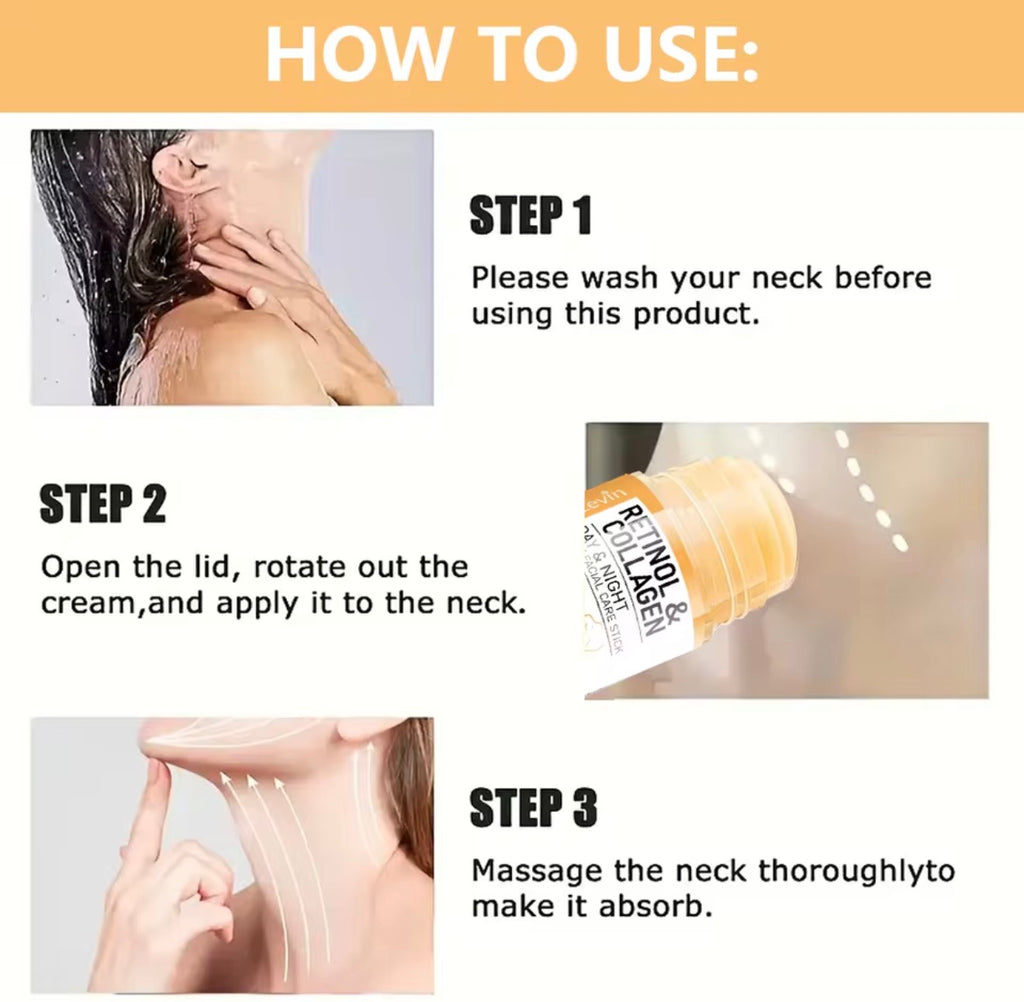 Retinol and Collagen Face and Neck Cream, Lifts the Neck, Tightens and Moisturizes the Skin, Intensely Hydrates the Skin of the Neck and Face, and Reduces the Appearance of Neck Lines